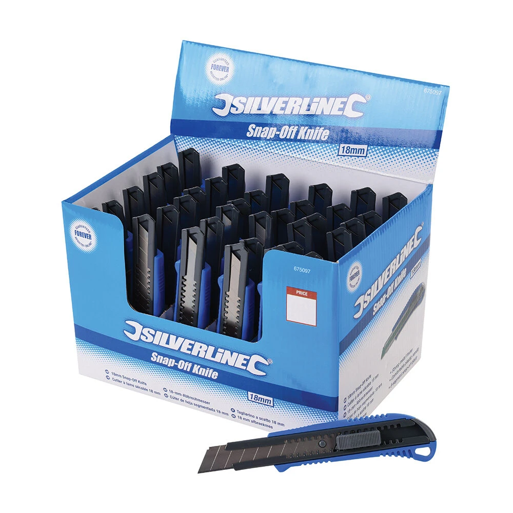 Silverline Snap-Off Utility Knife 18mm 36-Piece 1 Silverline Snap-Off Utility Knife 18mm 36-Piece