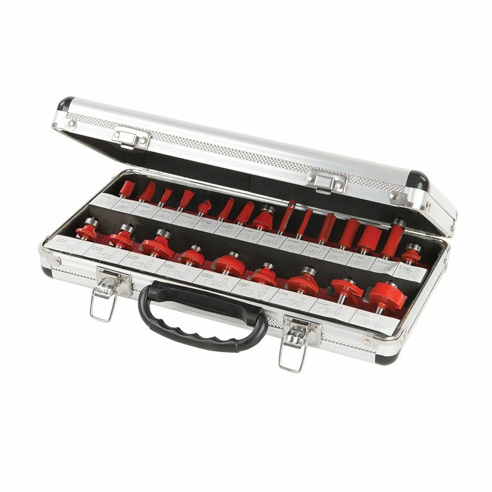 Silverline 1/4in TCT Router Bit Cutter Set 24 Piece 1 Silverline 1/4in TCT Router Bit Cutter Set 24 Piece