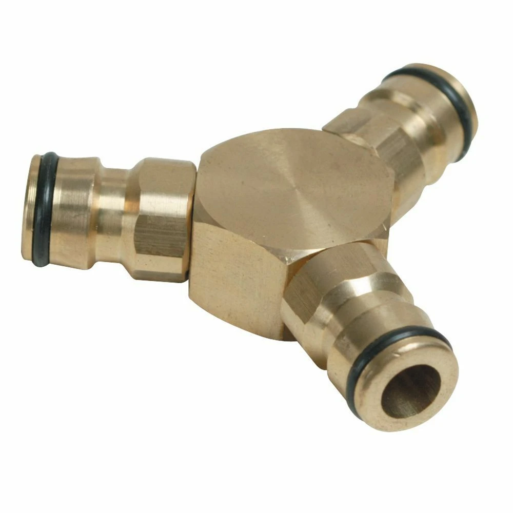 Silverline 3-Way Hose Connector Brass 1/2in Male 1 Silverline 3-Way Hose Connector Brass 1/2in Male