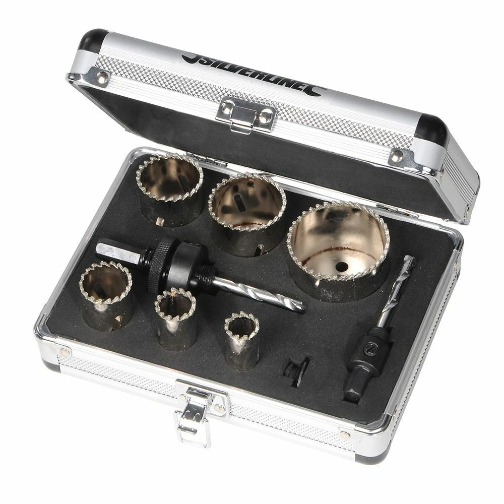 Silverline Diamond Grit Holesaw Kit 11 Piece 1 Silverline Diamond Grit Holesaw Kit 11 Piece