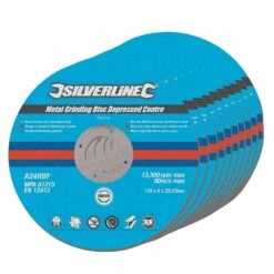 Silverline DIY Metal Grinding Discs Depressed Centre 115mm Pack Of 10