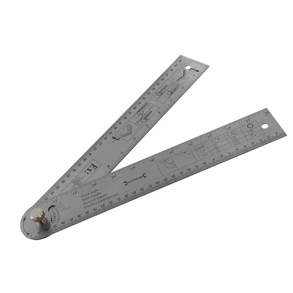 Silverline Easy Angle Finder Protractor Rule Foldable 600mm 1 Silverline Easy Angle Finder Protractor Rule Foldable 600mm