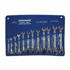 Silverline Flexible Head Ratchet Combination Spanner Set 12 Piece (8-19mm)