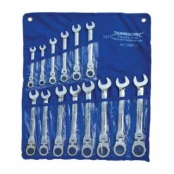 Silverline Flexible Head Ratchet Combination Spanner Set 14 Piece (8-24mm)