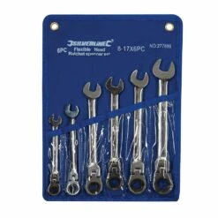 Silverline Flexible Head Ratchet Combination Spanner Set 6 Piece (8-17mm)