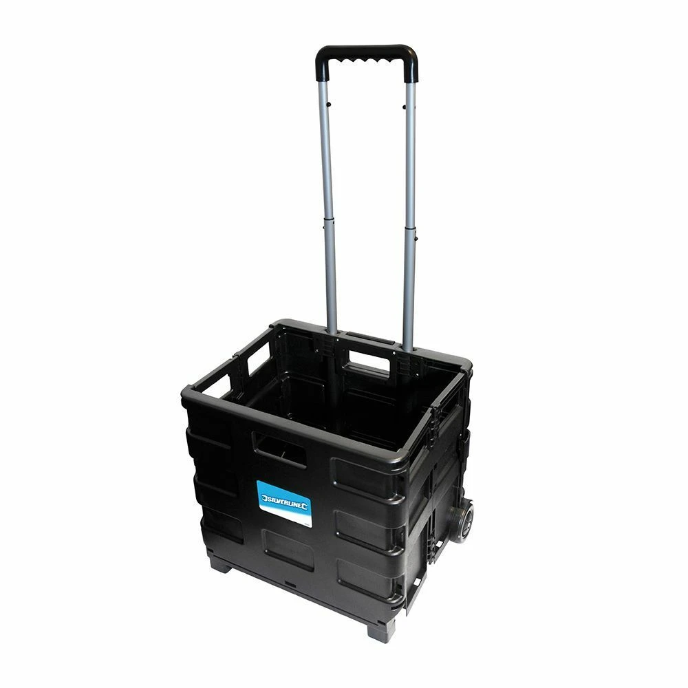 Silverline Folding Storage Box Trolley 25kg 1 Silverline Folding Storage Box Trolley 25kg