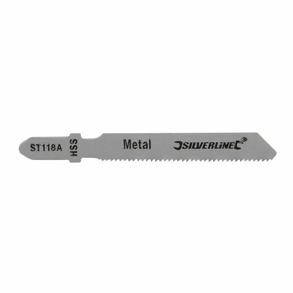 Silverline Jigsaw Blades For Metal Pack Of 5 - Straight Fine Cut - ST118A 1 Silverline Jigsaw Blades For Metal Pack Of 5 - Straight Fine Cut - ST118A