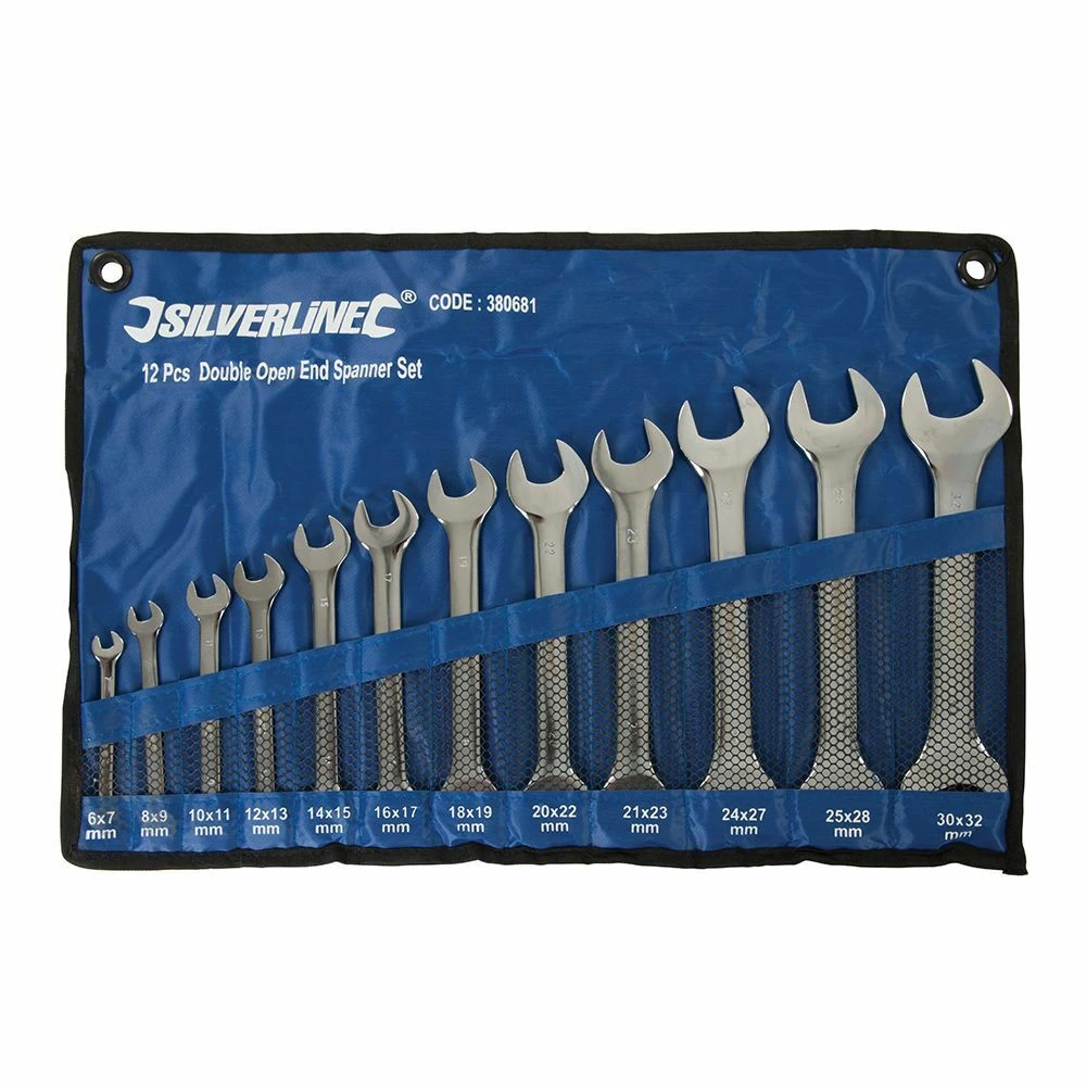 Silverline Open Ended Spanner Set 12 Piece (6-32mm) 1 Silverline Open Ended Spanner Set 12 Piece (6-32mm)