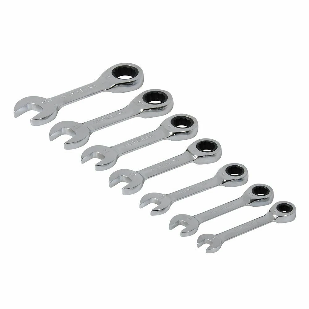 Silverline Stubby Ratchet Spanner Set 7 Piece (8-19mm) 2 Silverline Stubby Ratchet Spanner Set 7 Piece (8-19mm) - Image 2