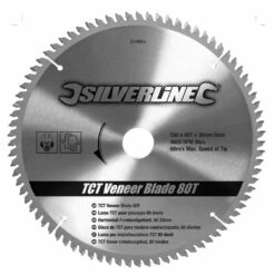 Silverline TCT Veneer Saw Blade 250 X 30mm X 80 Teeth