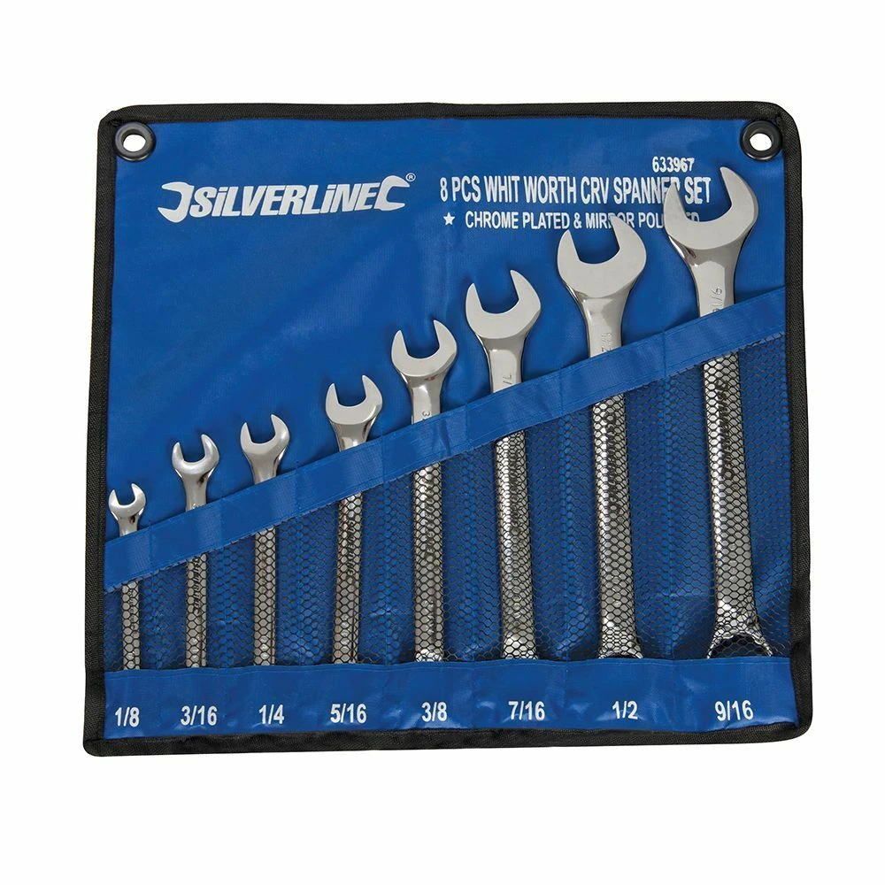Silverline Whitworth Combination Spanner Set 8 Piece (1/8 - 9/16in) 1 Silverline Whitworth Combination Spanner Set 8 Piece (1/8 - 9/16in)